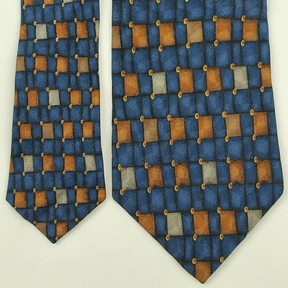 JZ Richards Blue Geometric Silk‎ Tie 58 3 7/8